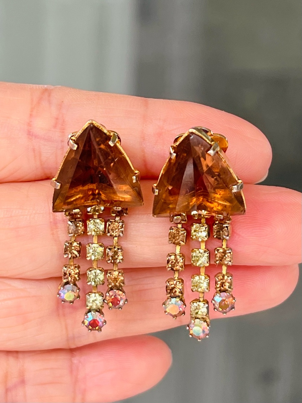 Vintage Mid-Century Austria Crystal Clip-On Earrings